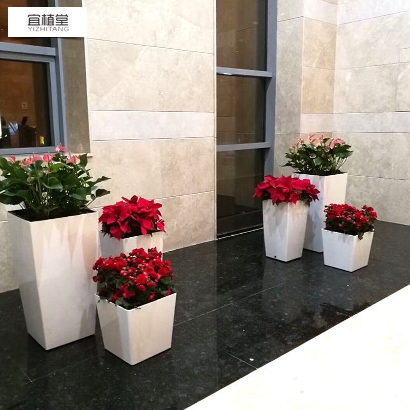 8002-8004大口徑落地花盆自動吸水懶人方形高筒塑料特大號室內(nèi)地面盆
